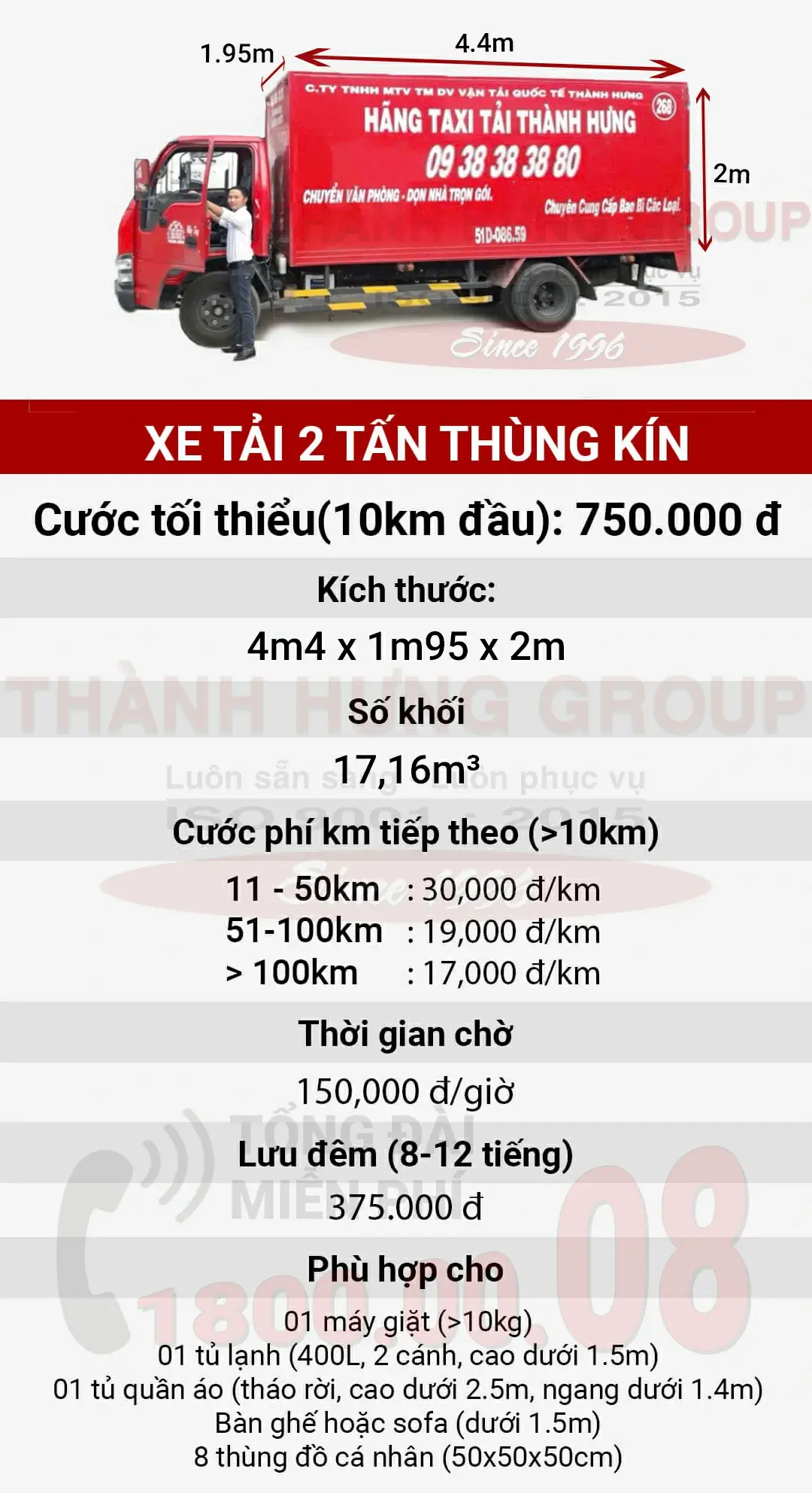 Thuê xe tải 2 tấn Kubet